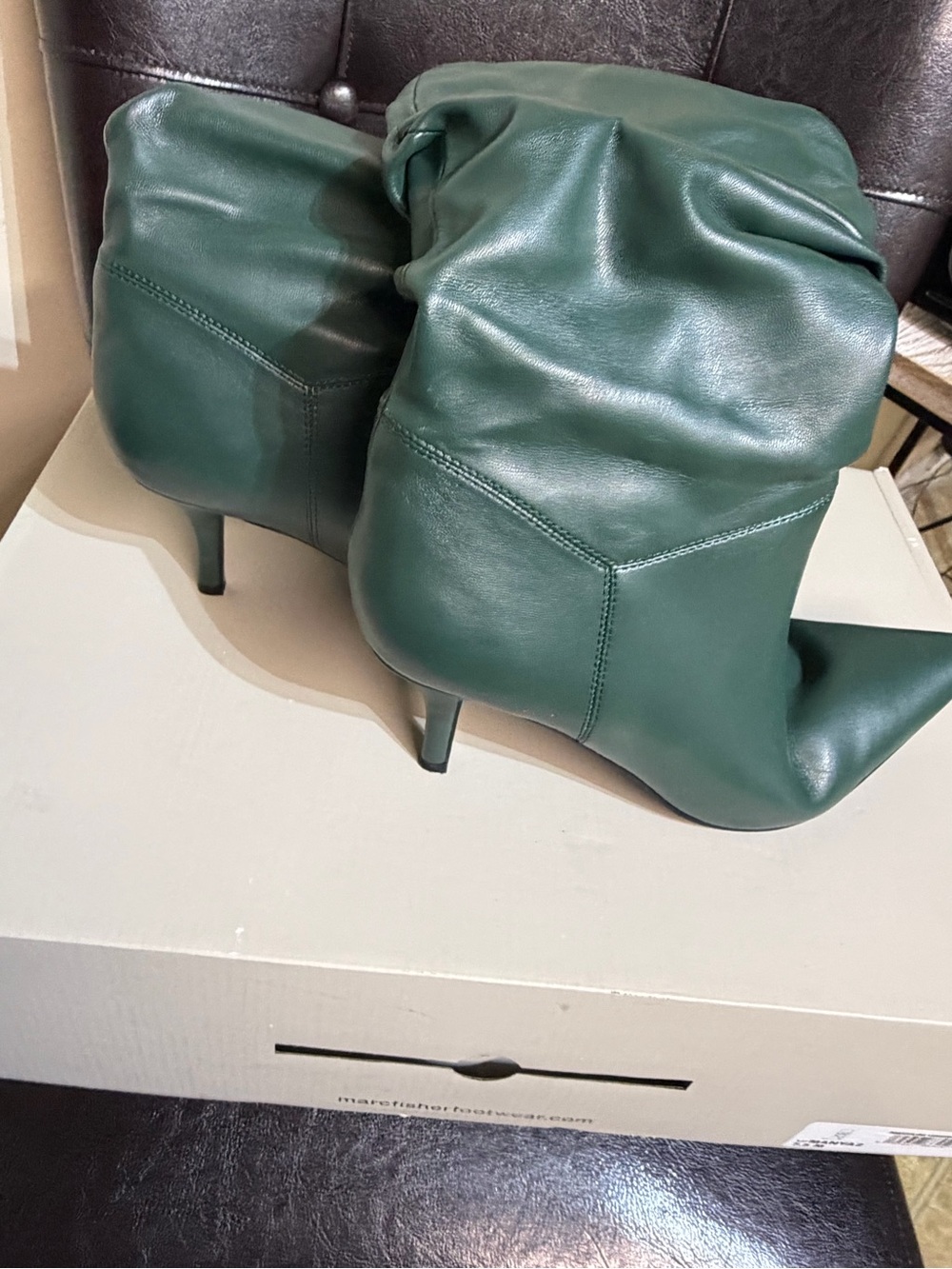 Marc Fisher Green Slouchy Pointed-Toe Stiletto Boots